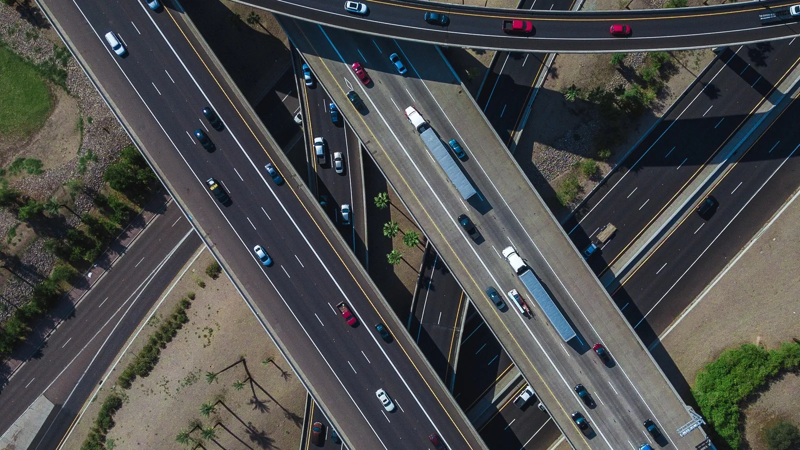 Highway travel representing coordinated cross-border logistics